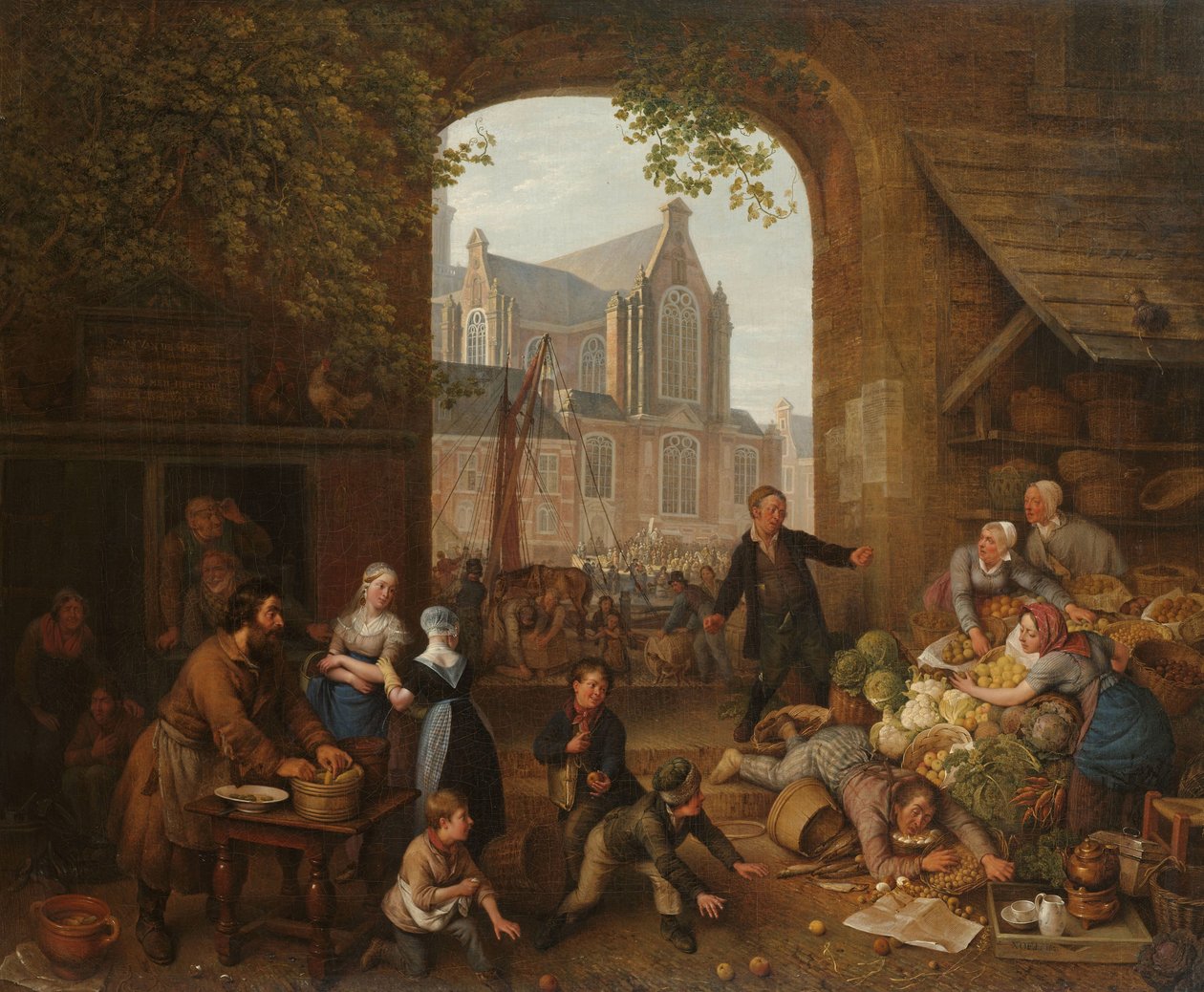 To fyllikere på markedet nær Westerkerk i Amsterdam av Peter Paul Joseph Noël