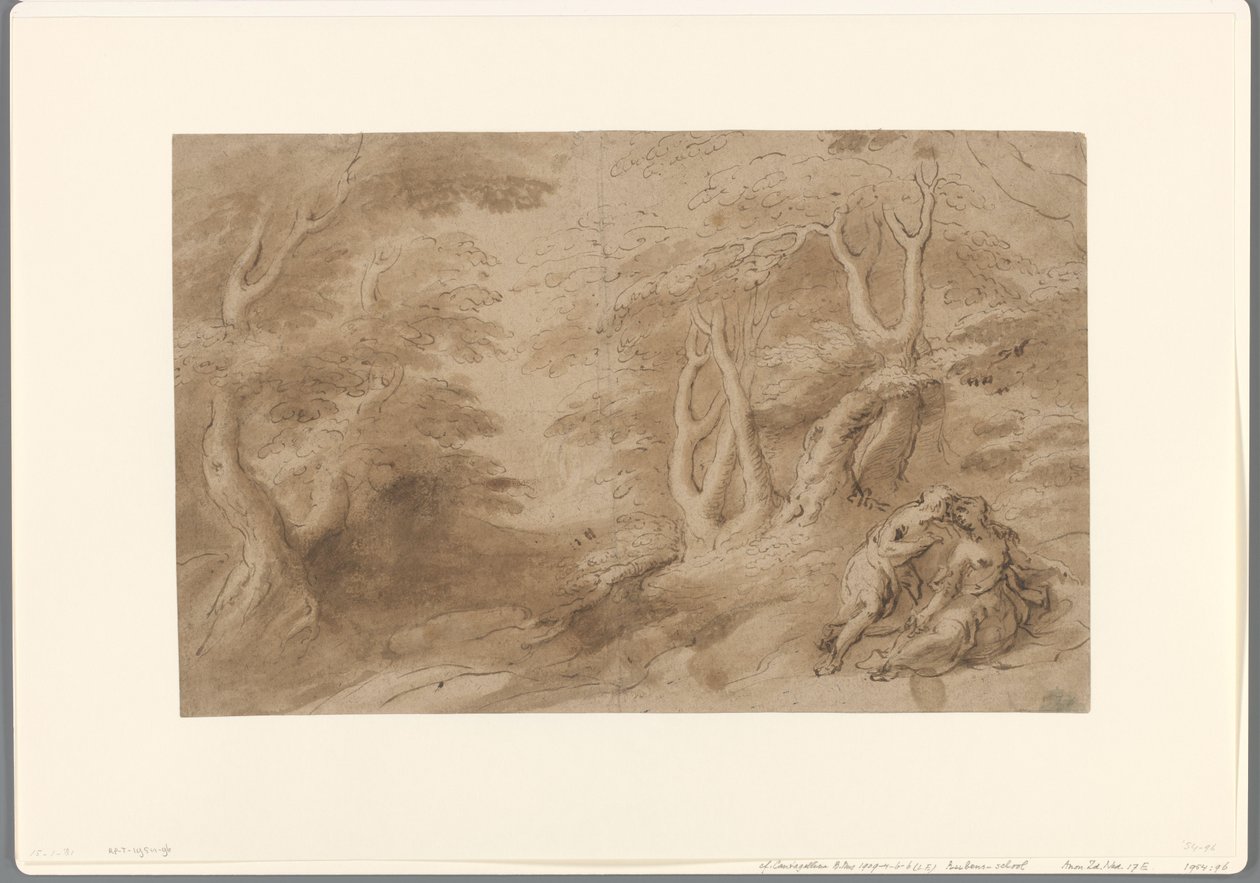 Landskap med elskende par av Peter Paul Rubens (school of)