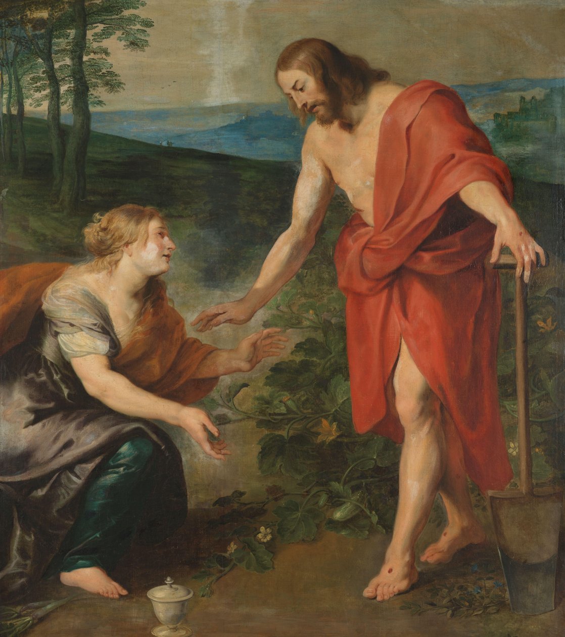 Kristus viser seg for Maria Magdalen som gartner (Noli me Tangere) av Peter Paul Rubens (workshop of)