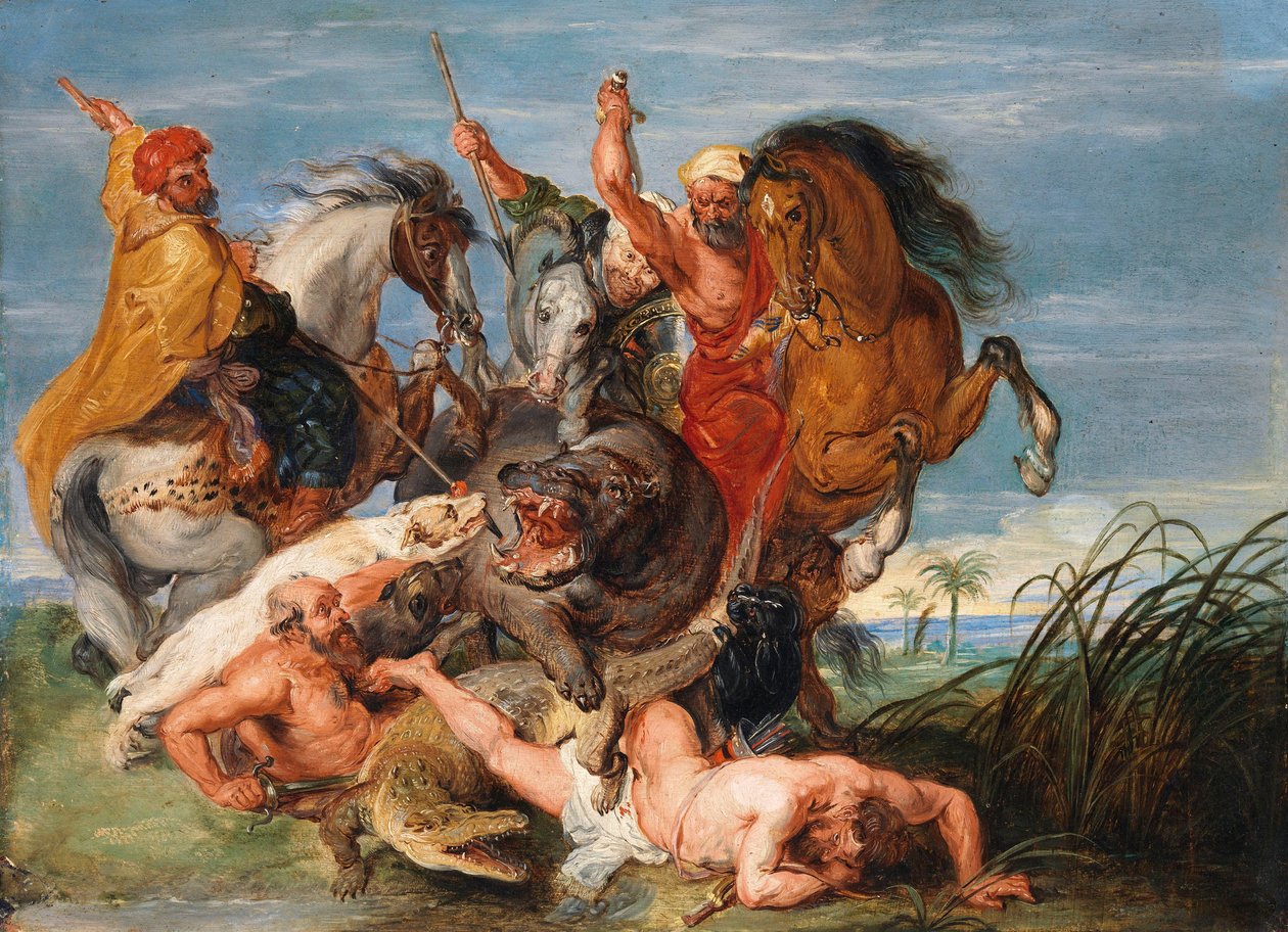 En jakt på flodhest og krokodille av Peter Paul Rubens