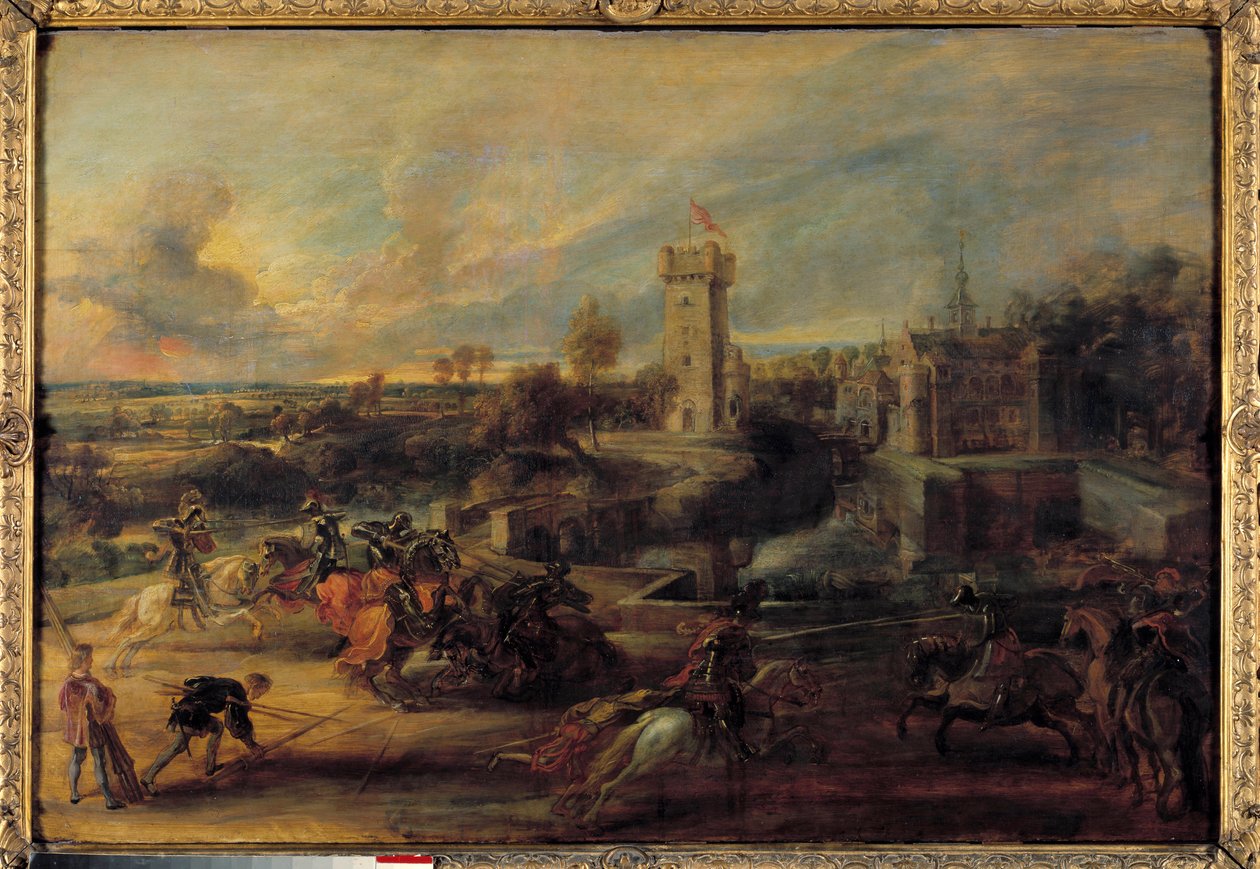 En turnering nær gropene til Steen Castle (middelalderen). Flamsk maleri av Pierre Paul (Pierre-Paul) Rubens (eller Peter Paul eller Petrus Paulus) (1577-1640) av Peter Paul Rubens