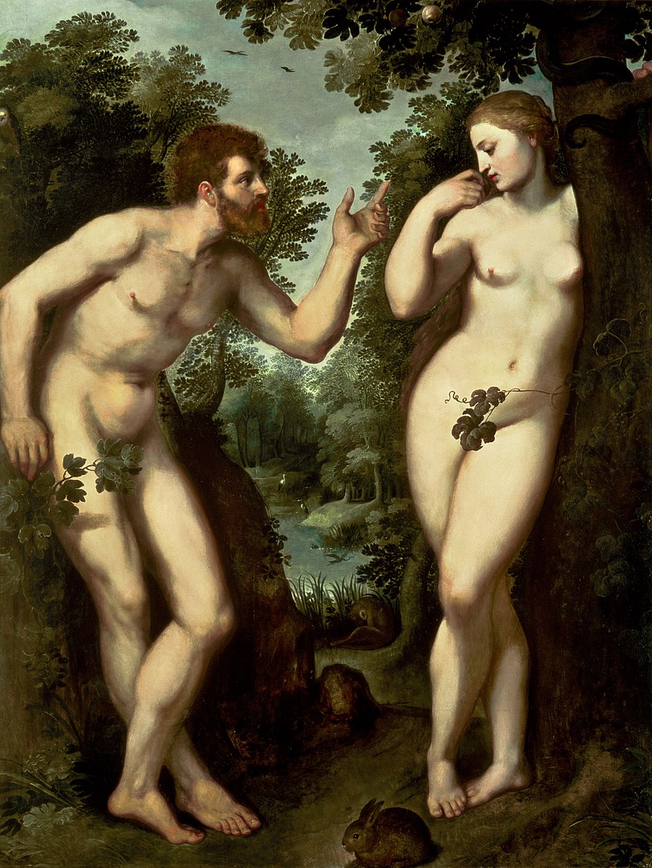 Adam og Eva, ca. 1599 (olje på panel) av Peter Paul Rubens
