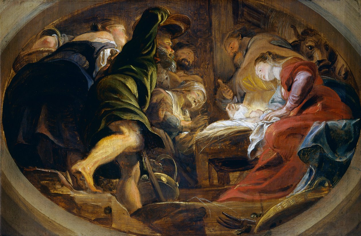 Tilbedelse av hyrdene (olje på lerret) av Peter Paul Rubens