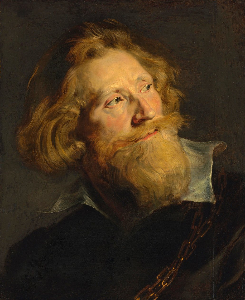 Barokk : Portrett av en skjeggete mann med hvit krage og gullkjeder av Rubens, Pieter Paul (1577-1640). Olje på tre, 50,9x41,2. Privat samling av Peter Paul Rubens