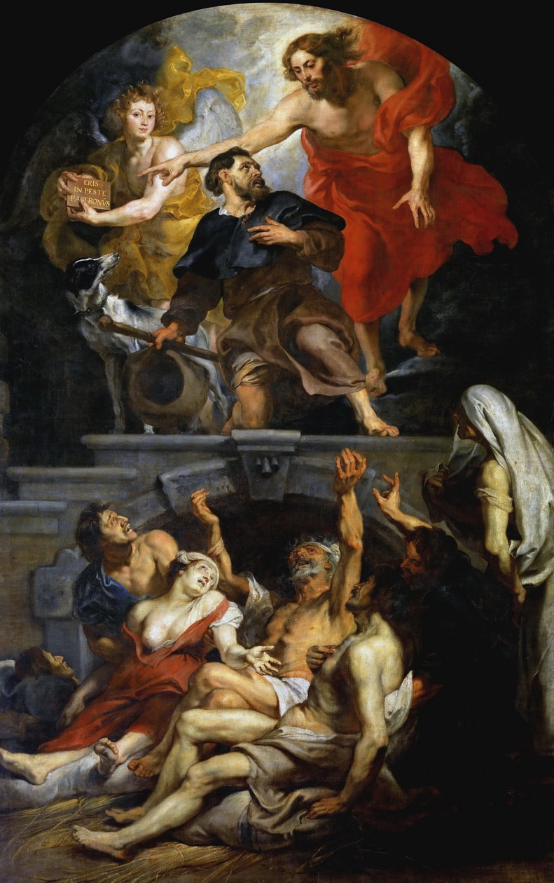 Kristus utnevnte Saint Roch til skytshelgen for pestofrene, 1623-1626. av Peter Paul Rubens