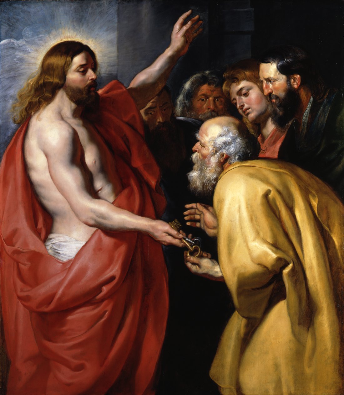 Kristus overrekker nøklene til himmelen til Sankt Peter av Peter Paul Rubens