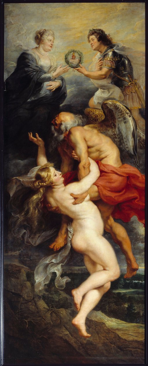 Cycle of Medicis: "" The Triumph of the Verite""" Kong Ludvig XIII og dronning Mary av Medici representert på toppen av allegoriene om Tid og Verite. Maleri av Pierre Paul (Pierre-Paul) Rubens (eller Peter Paul eller Petrus Paulus) (1577-1640) (ec.flam.) av Peter Paul Rubens