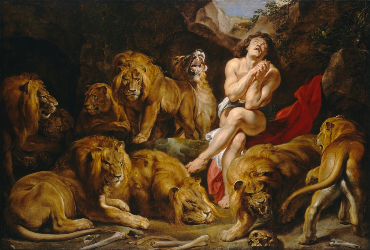 Daniel and the Lions Hule, ca. 1615 (olje på lerret) av Peter Paul Rubens
