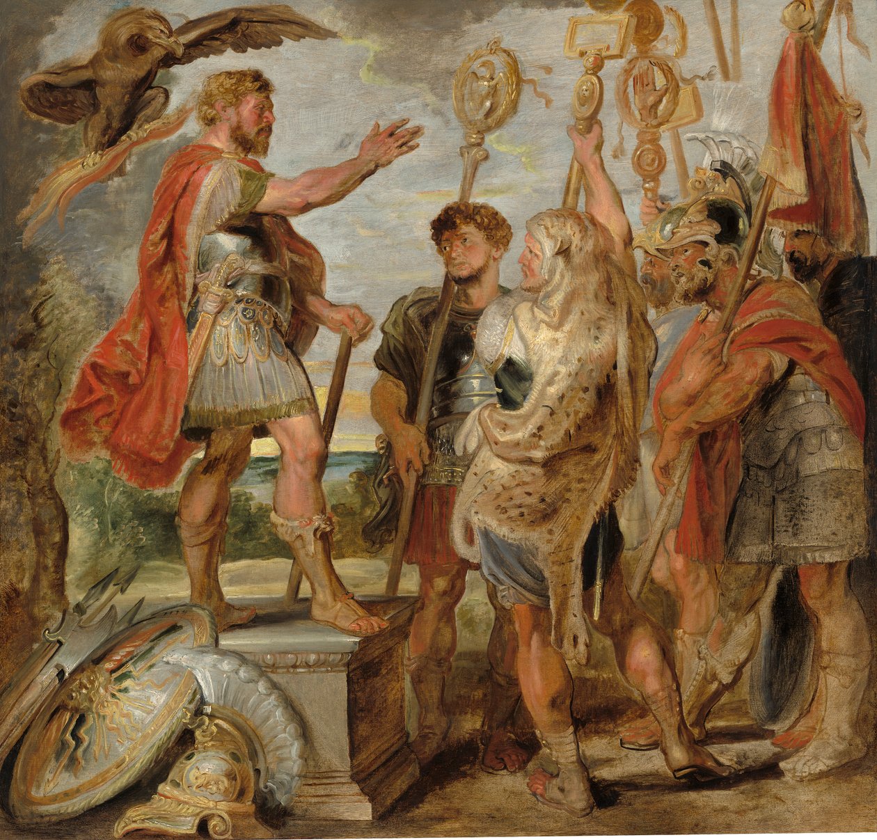 Decius Mus Addressing the Legions, ca. 1616 (olje på hardboard, overført fra tre og lerret) av Peter Paul Rubens