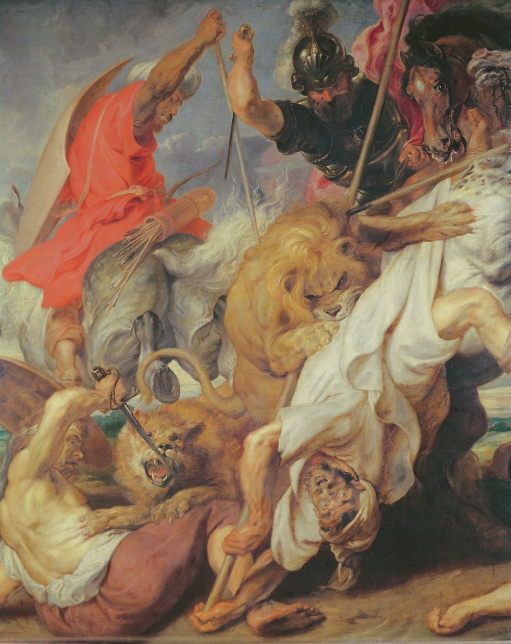 Detalj av Løvejakten, 1621 olje på lerret se 203326 og 196202 av Peter Paul Rubens