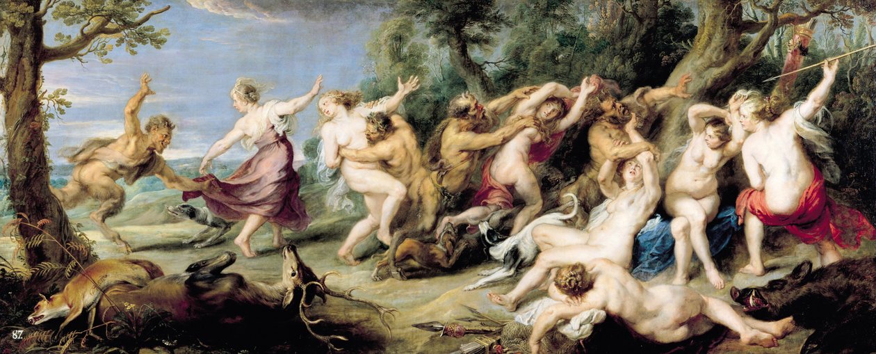 Diana og nymfene hennes overrasket av fauner, 1638-40 av Peter Paul Rubens