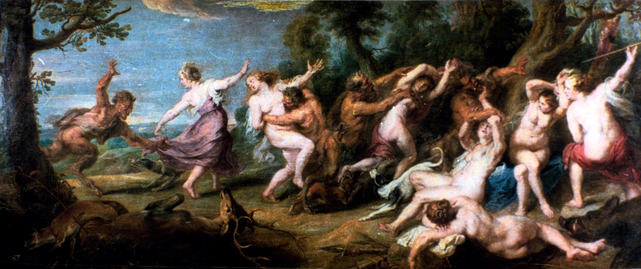 Diana og nymfene hennes overrasket av faunene, 1638-1640 av Peter Paul Rubens