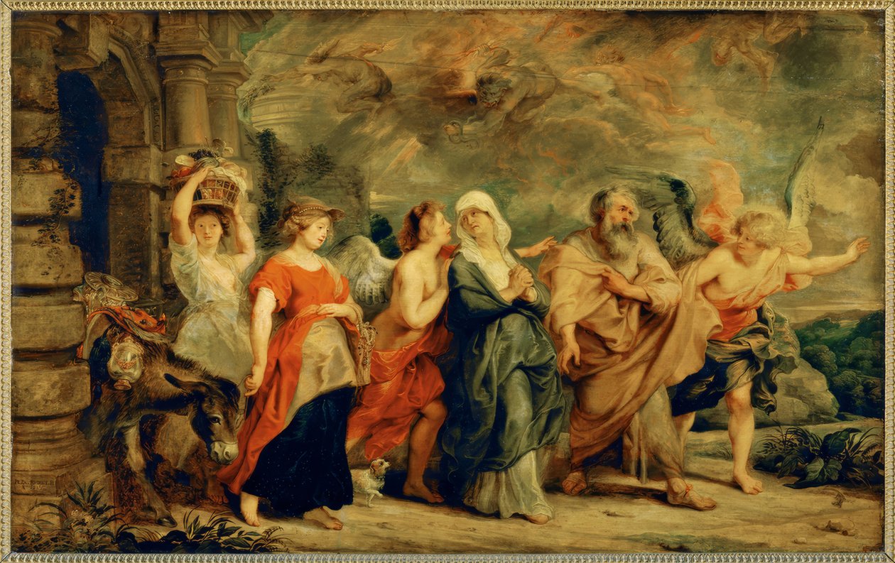 Flukten til Lot og hans familie fra Sodoma av Peter Paul Rubens
