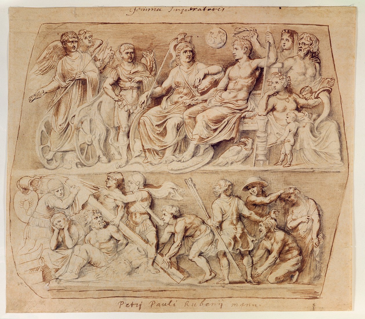 Tegning av Gemma Augustea (penn og blekk og blyant på papir) av Peter Paul Rubens