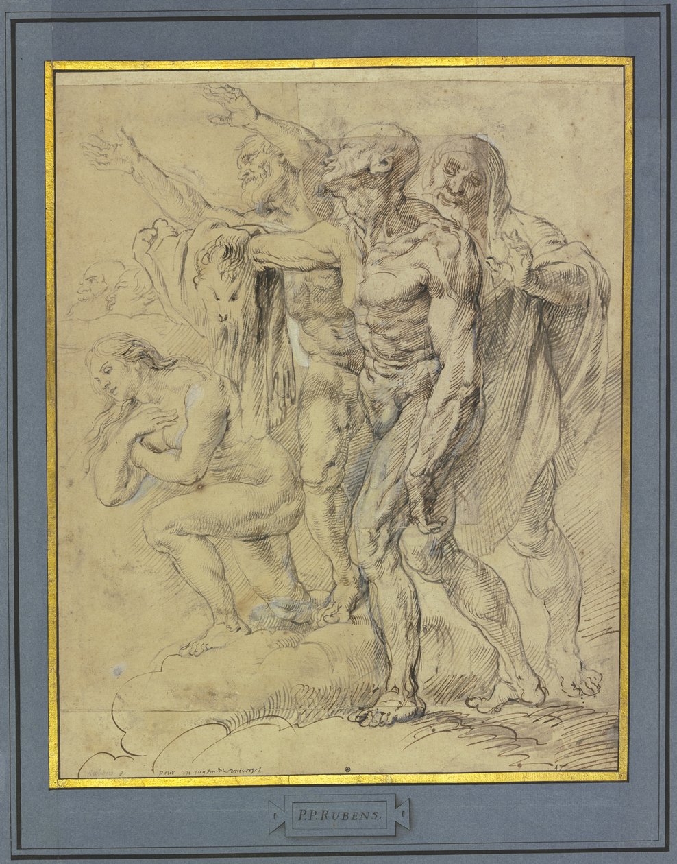 Eva, Maria Magdalena, der Heilige Bartholomäus und ein weiterer für ein Jüngstes Gericht av Peter Paul Rubens