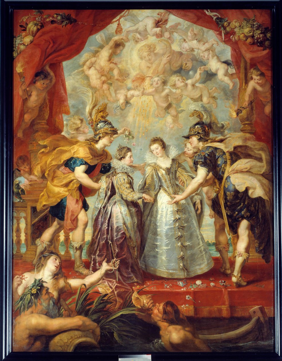 Utveksling av de to prinsessene av Frankrike og Spania på Bidassoa-elven i Hendaye, 9/11/1615 Allegorisk representasjon av ekteskapet mellom Anne av Østerrike og Louis XIII på den ene siden, mellom Isabella av Frankrike (1602-1644) og Filip IV på den andre av Peter Paul Rubens