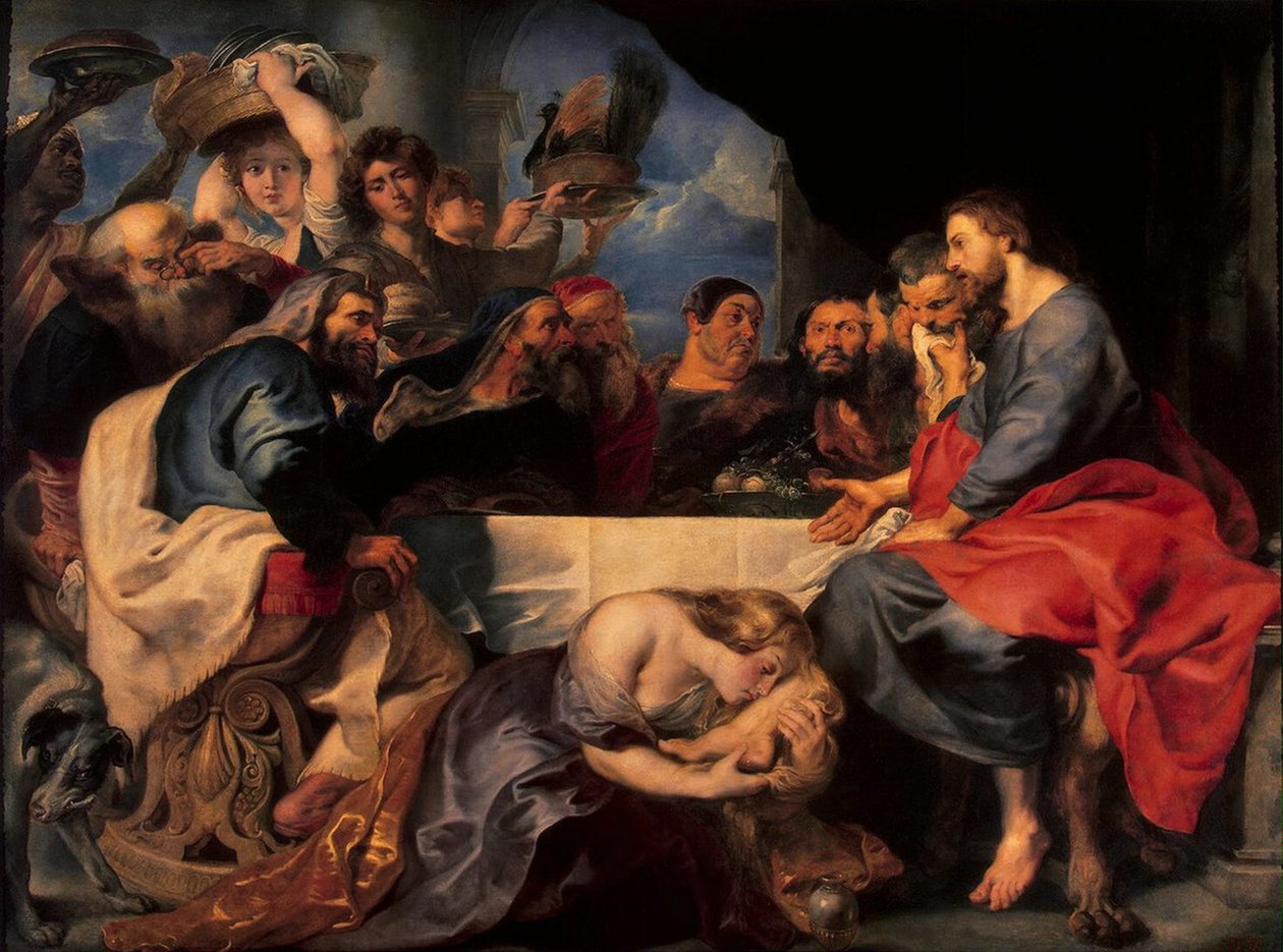 Fest i huset til fariseeren Simon, ca. 1620 (olje på lerret) av Peter Paul Rubens