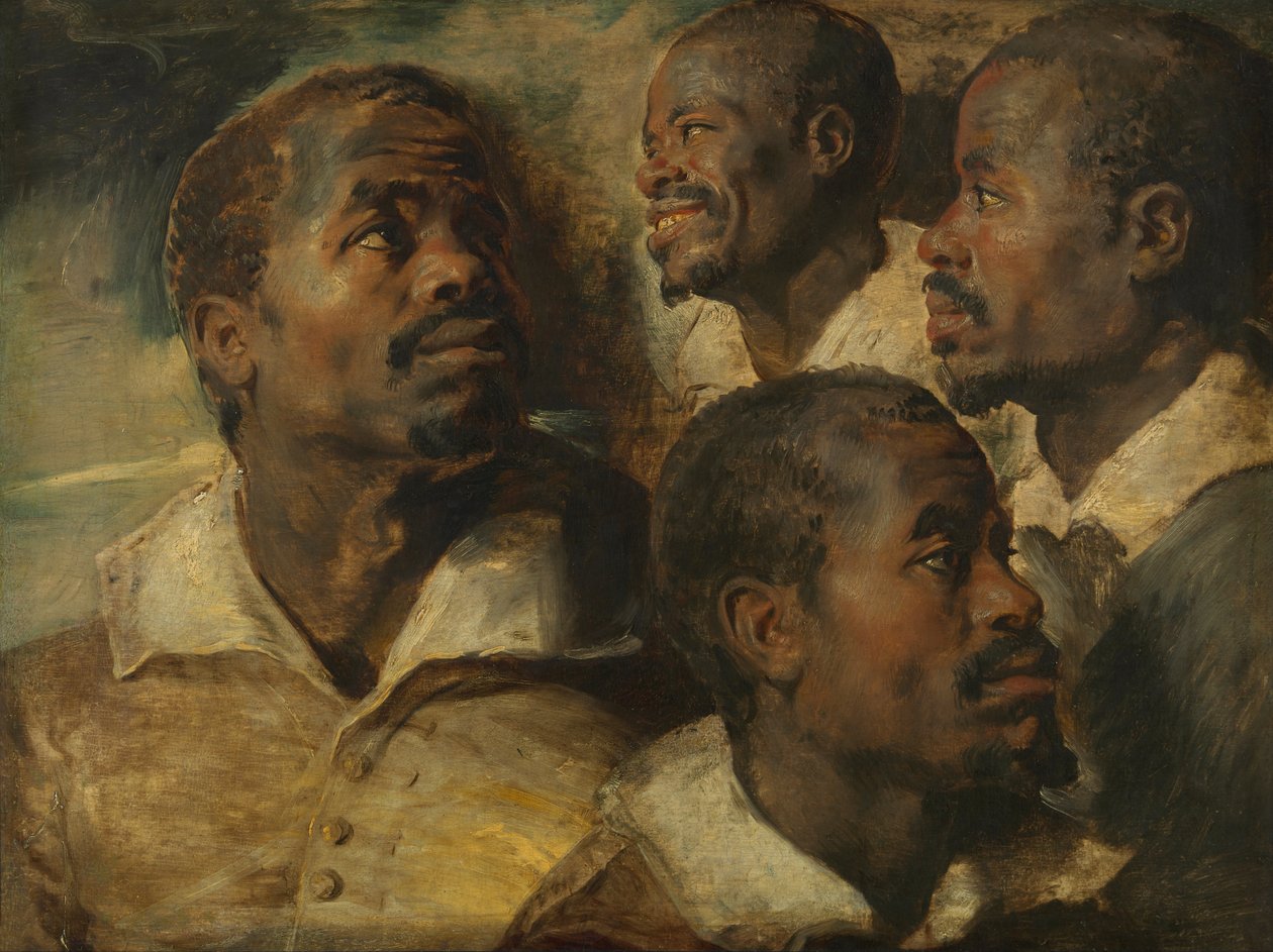 Fire studier av hodet til en maurer av Peter Paul Rubens