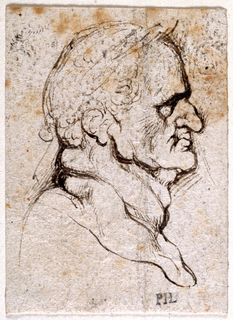 Galba, fra ti tegninger av åtte av de første tolv Cæsarene, etter Giovanni da Cavinos medaljer (penn og blekk på papir) av Peter Paul Rubens