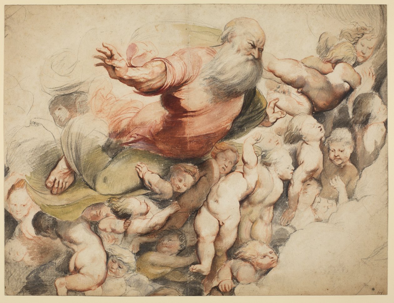 Gud Faderen støttet av engler, etter Pordenone, 1600-03 av Peter Paul Rubens