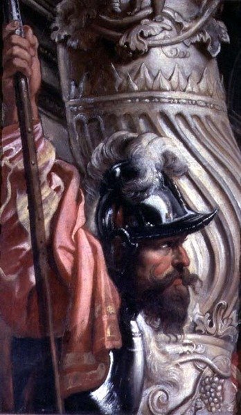 Halberdier, fragment av The Gonzaga Family i tilbedelse av treenigheten (detalj av 78804) av Peter Paul Rubens