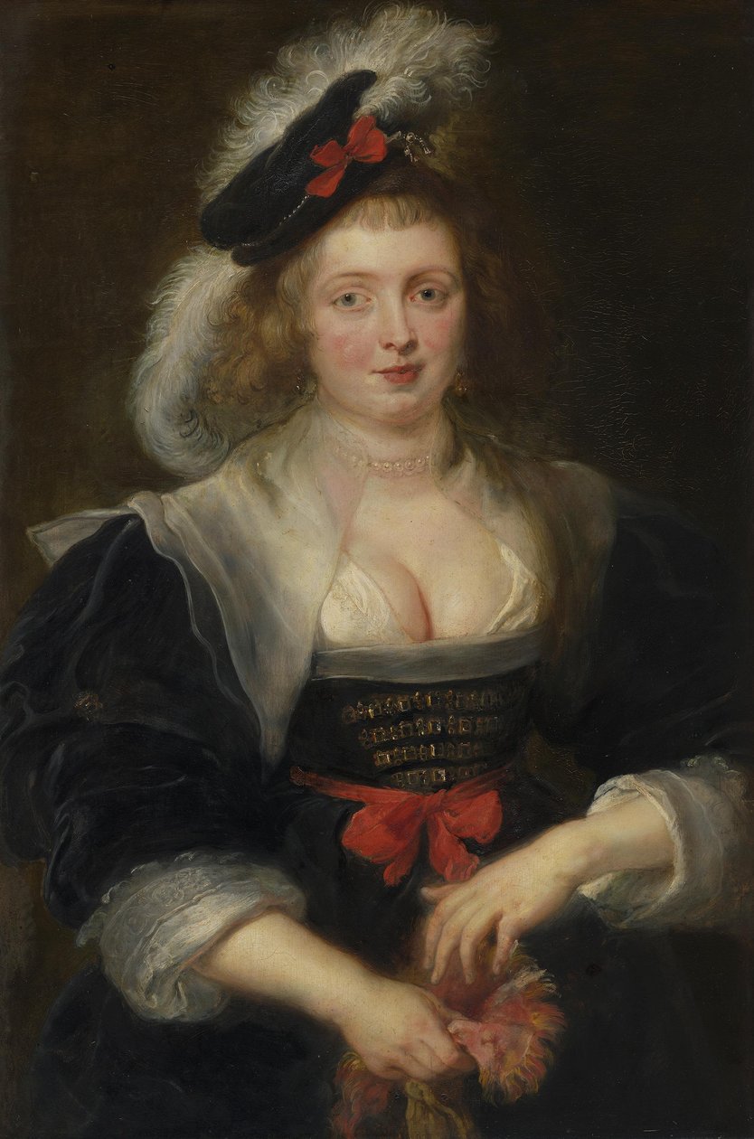 Helene Fourment tar på seg en hanske av Peter Paul Rubens