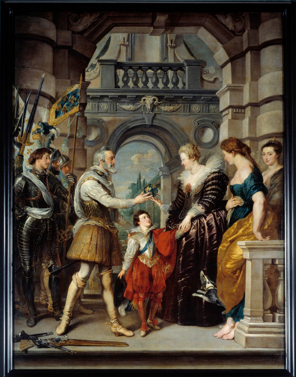 Henrik IV (1543-1610) dro til den tyske krigen og betrodde dronning Mary av Medicis (1573-1642) regjeringen for hans rike 20. mars av Peter Paul Rubens