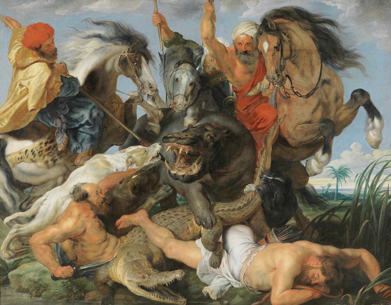 Jakt på flodhest og krokodille av Peter Paul Rubens