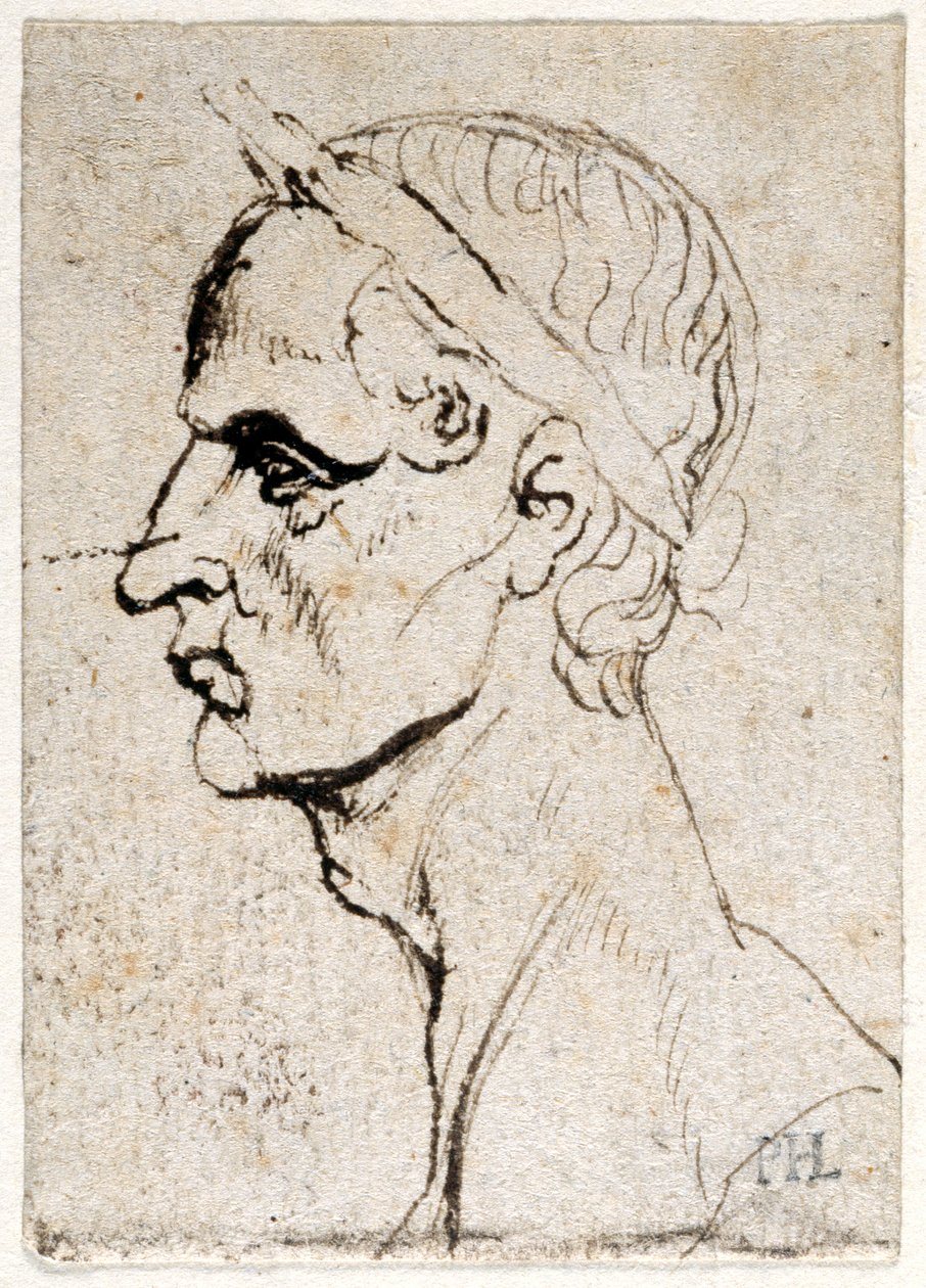 Julius Cæsar, fra ti tegninger av åtte av de første tolv Cæsarene, etter Giovanni da Cavinos medaljer (penn og blekk på papir) av Peter Paul Rubens