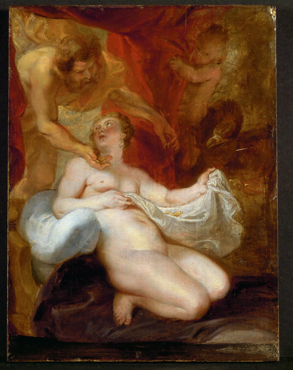 Jupiter og Danae (maleri på tre) av Peter Paul Rubens