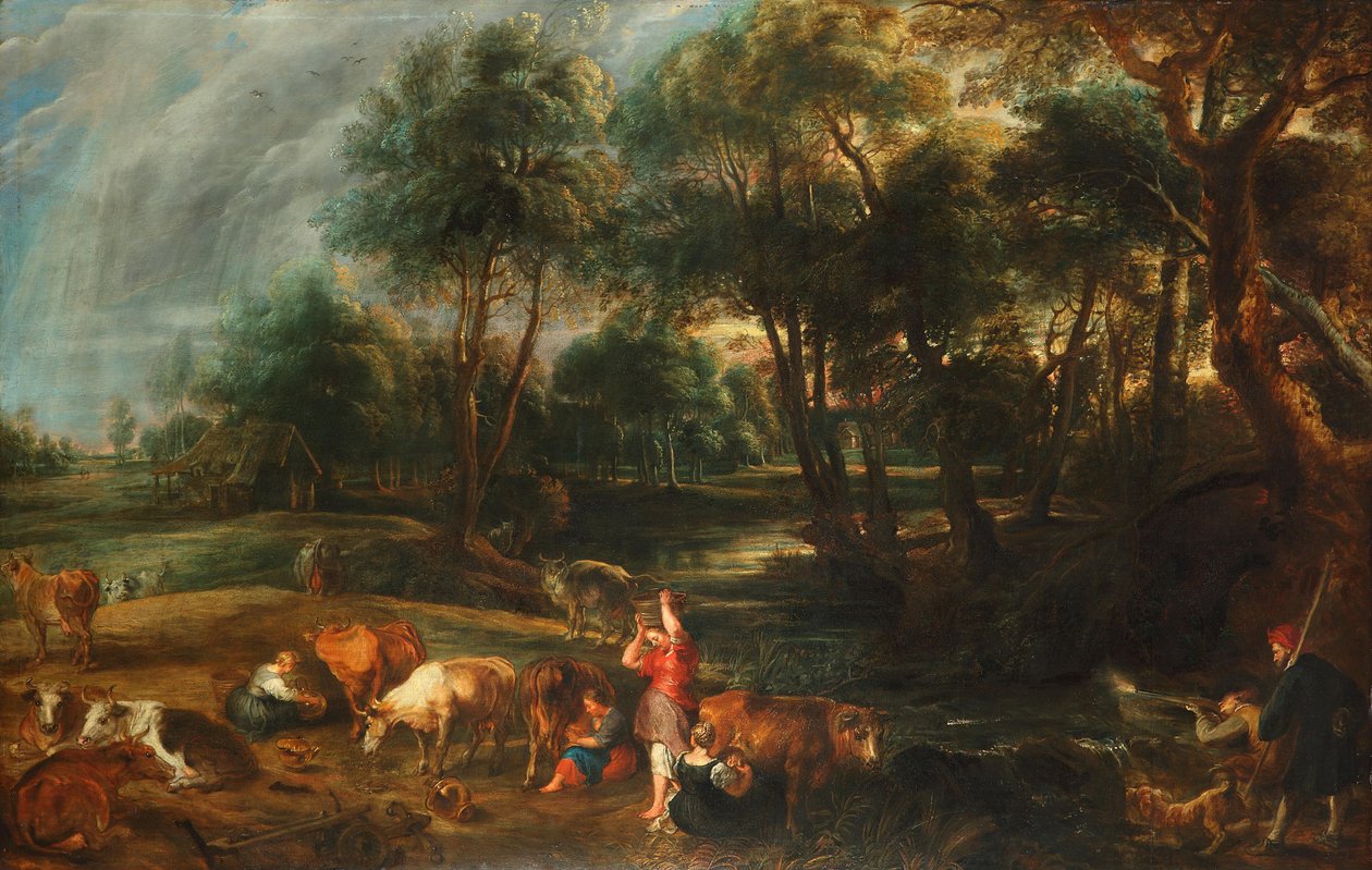 Landskap med kyr og andejegere av Peter Paul Rubens