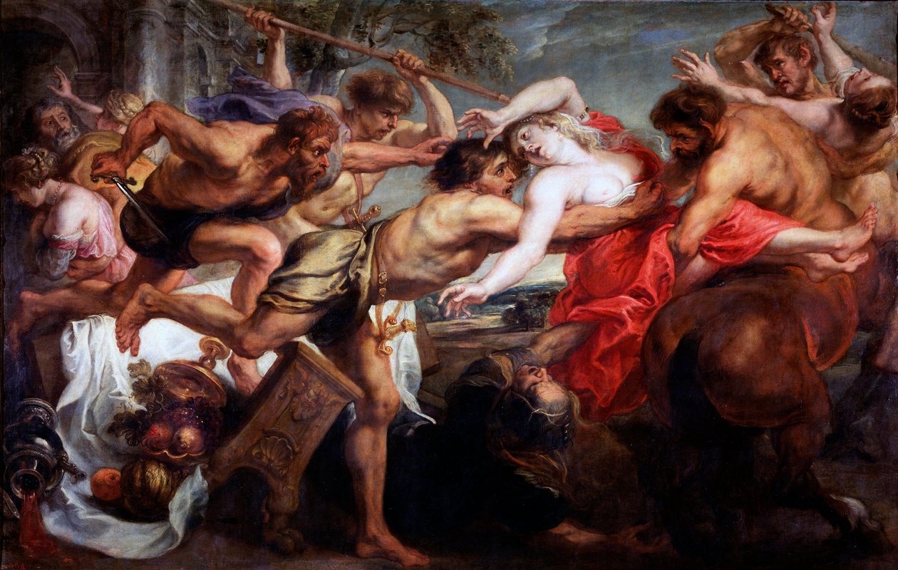 ""Bortføringen av Hippodamia"" eller ""Bortføringen av Hippodamia, eller Lapiths and Centaurs"" Maleri av Pieter Paul Rubens (1577-1640)1636-1638 Dim 183x286 cm Museo del Prado, Madrid av Peter Paul Rubens
