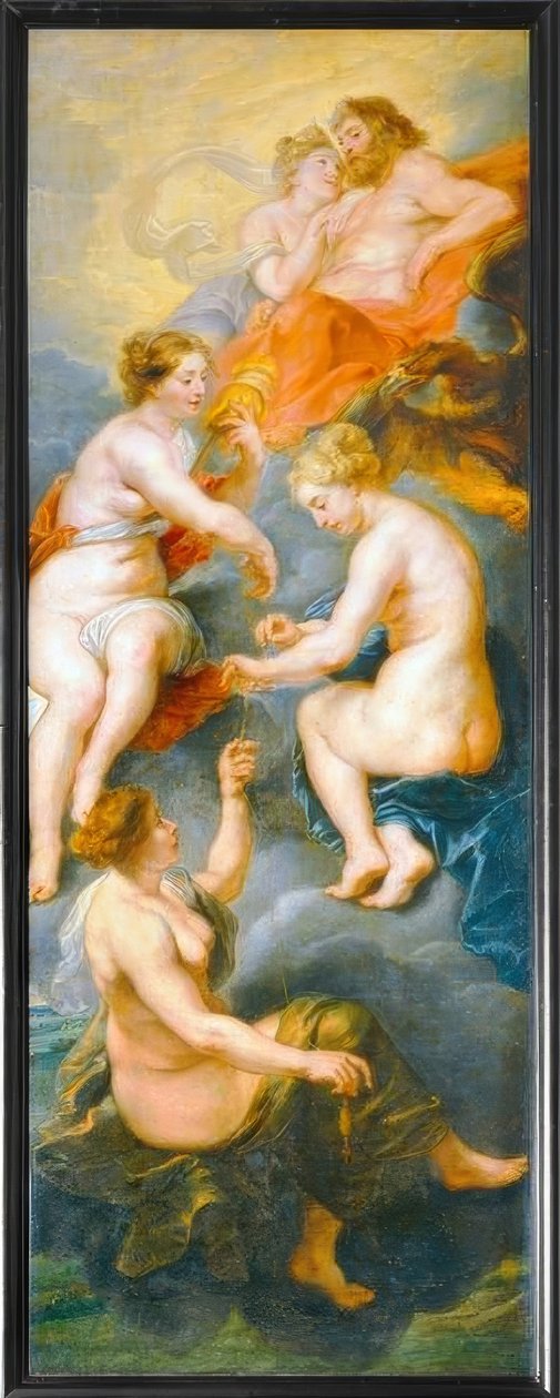 Skjebnene spinner skjebnen til dronning Marie de Medici av Peter Paul Rubens