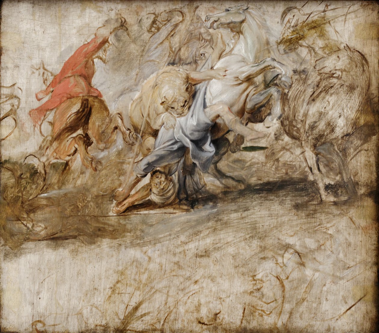 Løvejakt; bakside: Ekteskap ved stedfortreder (skisse til Medici-syklusen) av Peter Paul Rubens