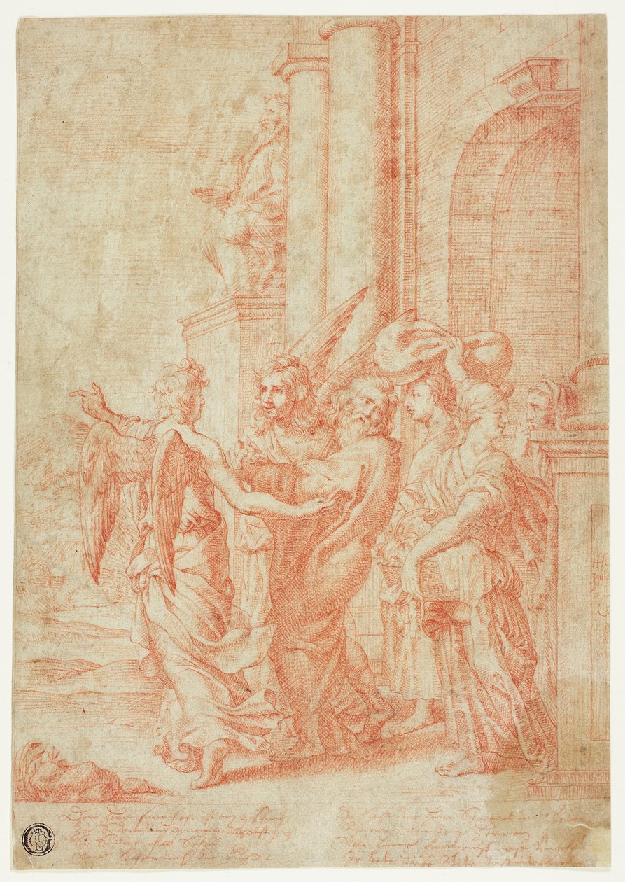 Lot og hans familie ledet ut av Sodoma av Peter Paul Rubens