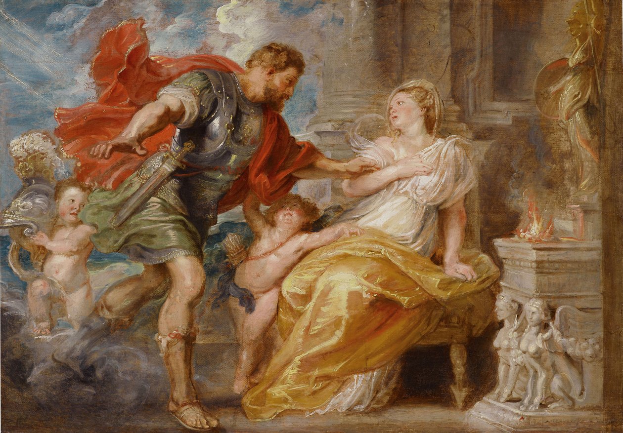 Mars og Rhea Silvia. (noen ganger kalt Ilia er mor til tvillingene Remus og Romulus). Maleri av Peter Paul Rubens (1577-1640), olje på lerret, ca 1616-1617. flamsk kunst av Peter Paul Rubens