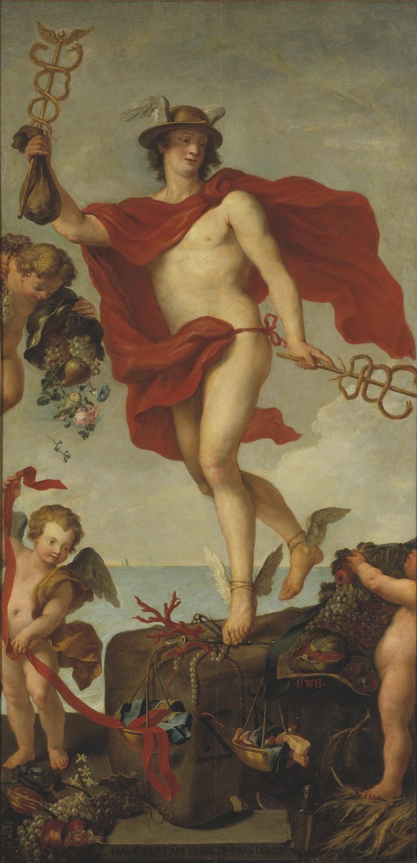 Merkur verlässt Antwerpen. Fragment eines größeren Gemäldes av Peter Paul Rubens