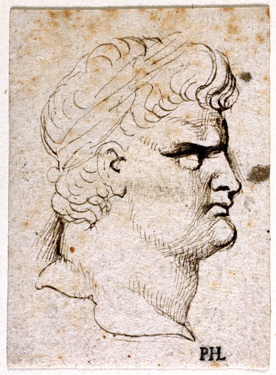 Nero, fra ti tegninger av åtte av de første tolv Cæsarene, etter Giovanni da Cavinos medaljer (penn og blekk på papir) av Peter Paul Rubens