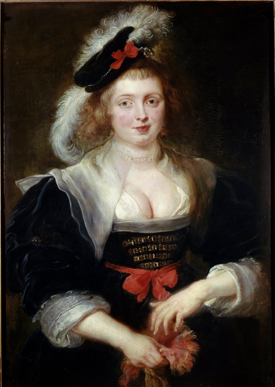 Portrett av Helene Fourment (1614-1673), i hansken Portrett av kunstnerens kone. Maleri av Pierre Paul (Pierre-Paul) Rubens (eller Peter Paul eller Petrus Paulus) (1577-1640) 1630-1631 Dim. 96,6 x 69,3 cm. Alte Pinakothek, Bayerische Staatsgemaeldesammlung av Peter Paul Rubens