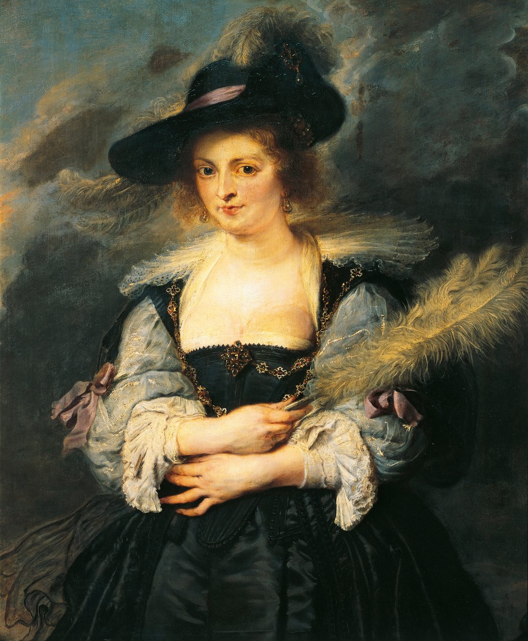Portrett av Helene Fourment, av Peter Paul Rubens (1577-1640), Detalj av Peter Paul Rubens