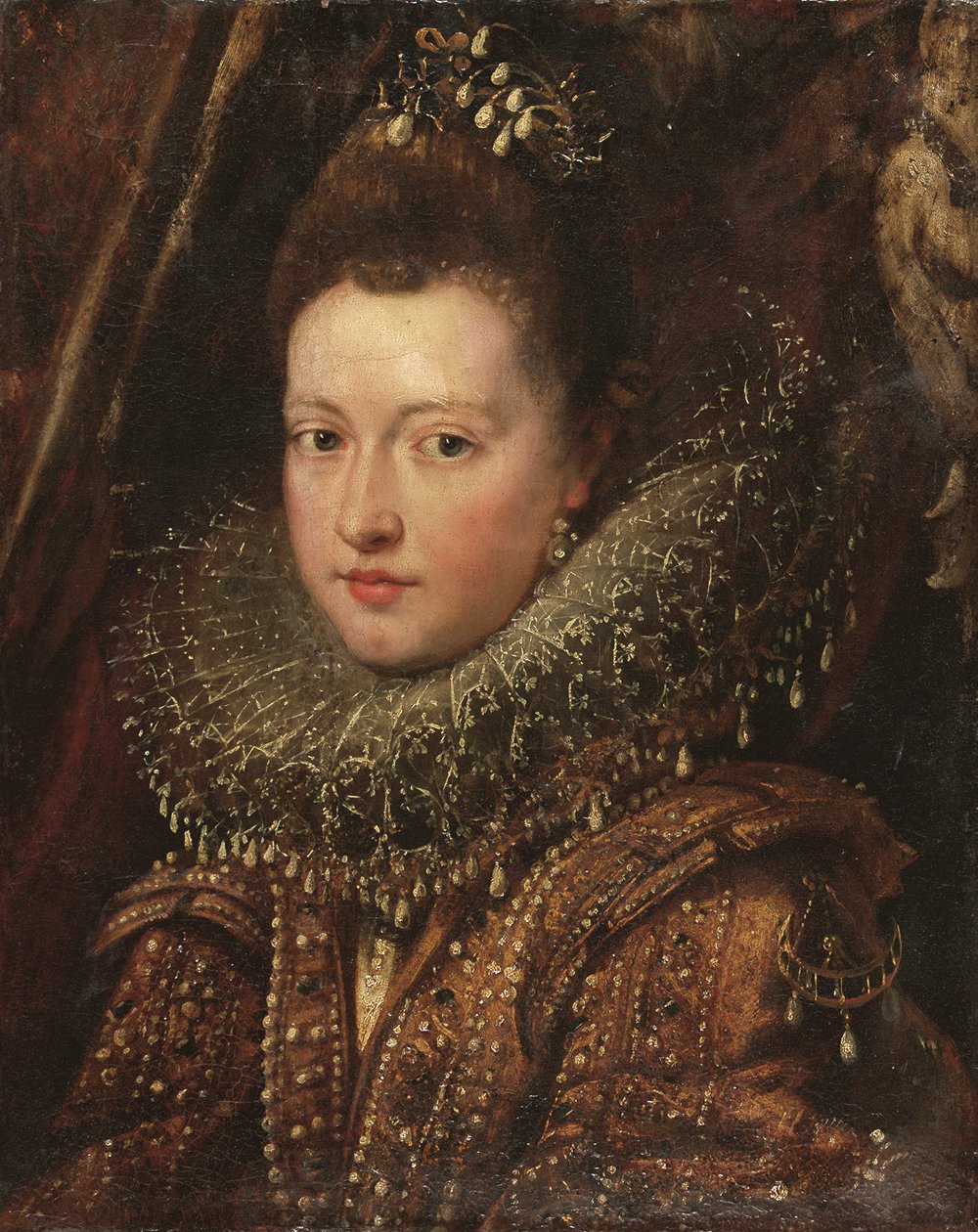 Portrett av prinsesse Margherita Gonzaga, bystelengde - et fragment (olje på lerret) av Peter Paul Rubens