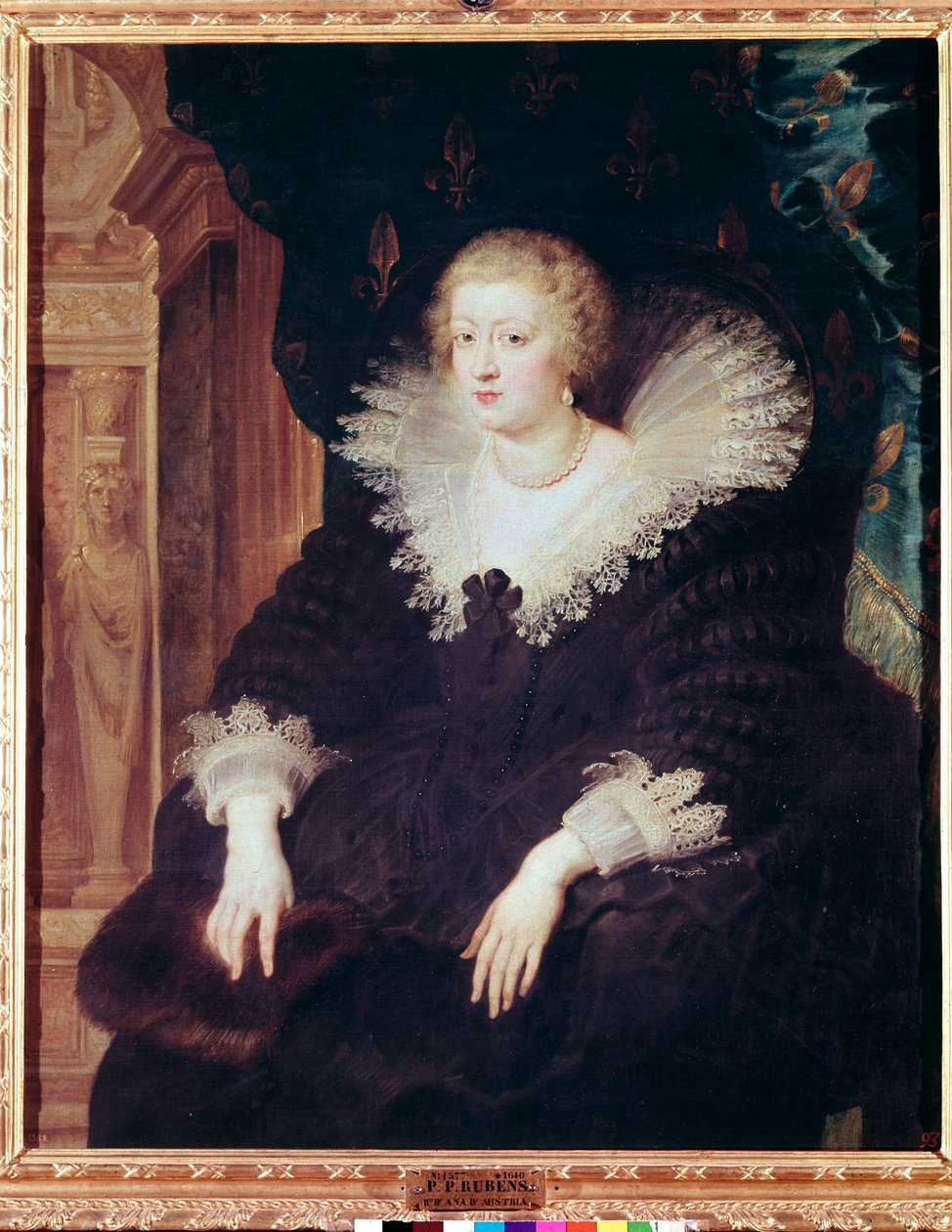 Portrett av dronning av Frankrike Anne av Østerrike (olje på lerret av Peter Paul Rubens