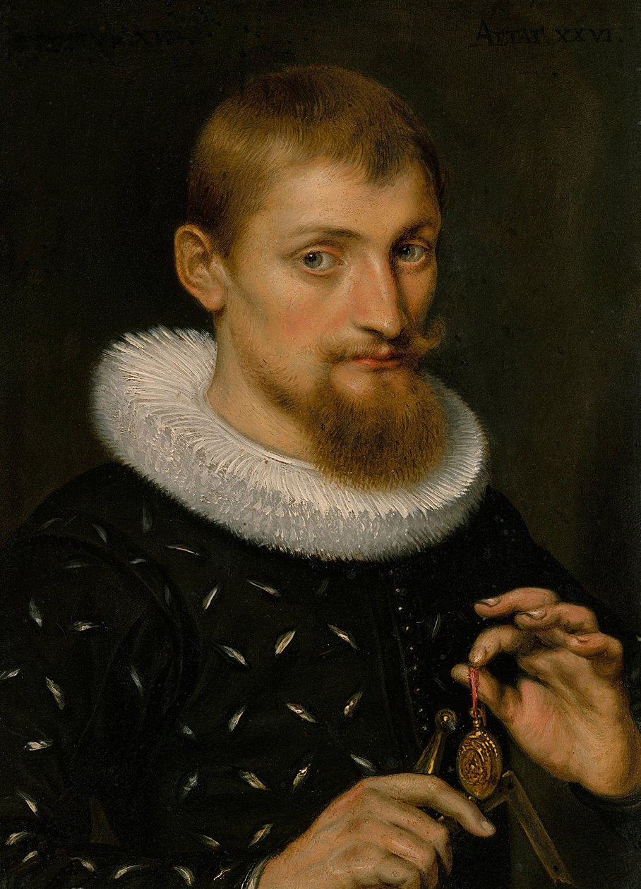 Portrett av en mann, muligens en arkitekt eller geograf, 1597 (olje på kobber) av Peter Paul Rubens