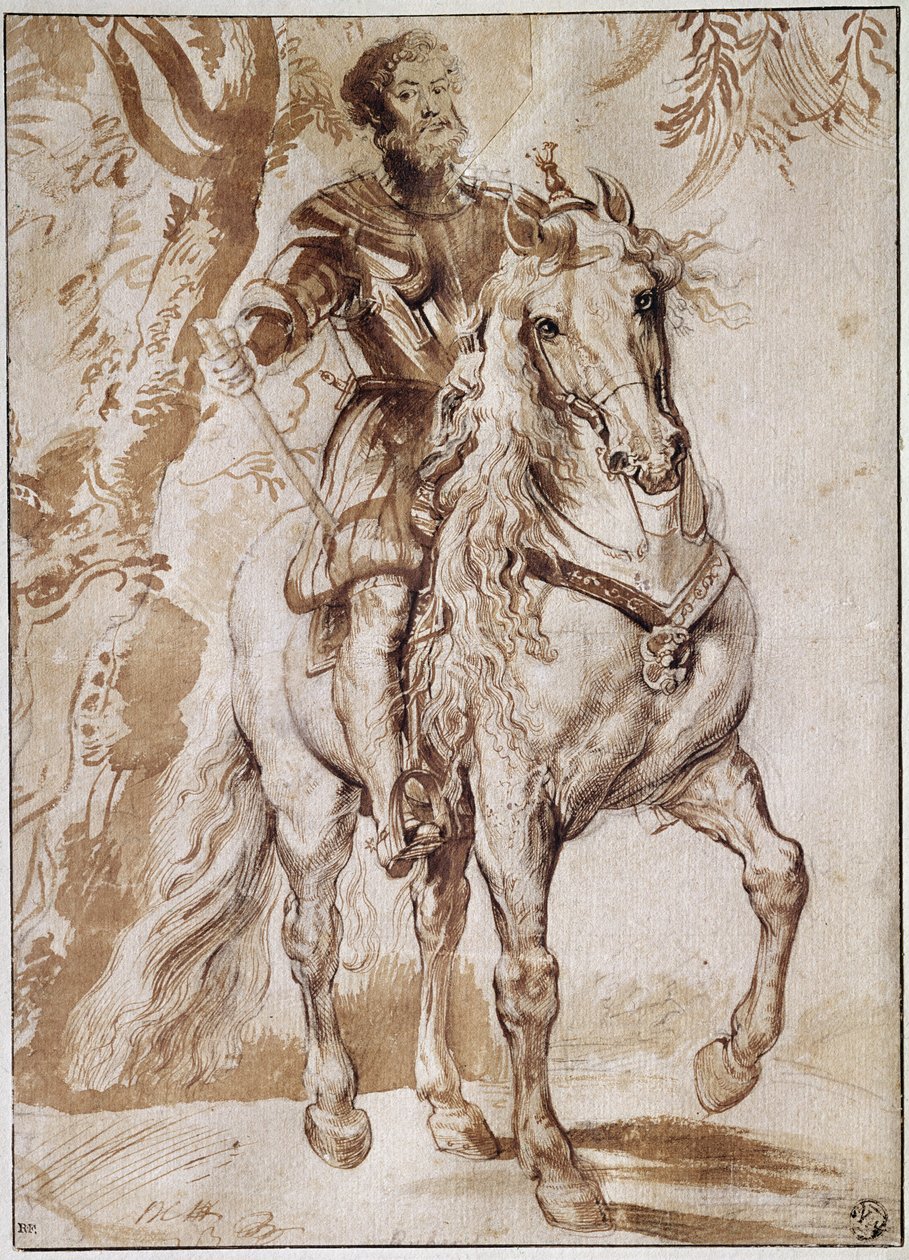 Portrett av hertugen av Lerma på hesteryggen (Tegning av Peter Paul Rubens