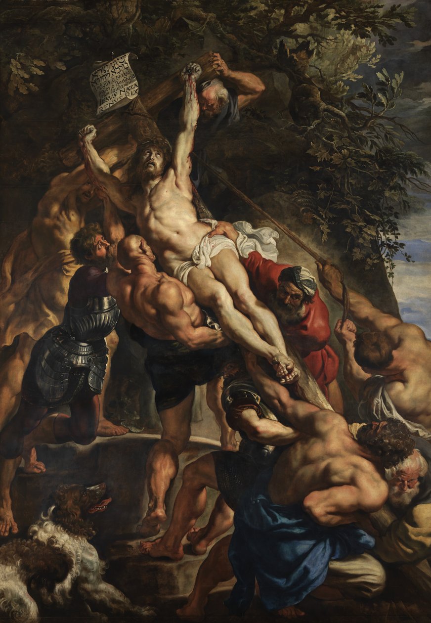 Heving av korset, sentralpanel, ca. 1610-11 (olje på panel) av Peter Paul Rubens