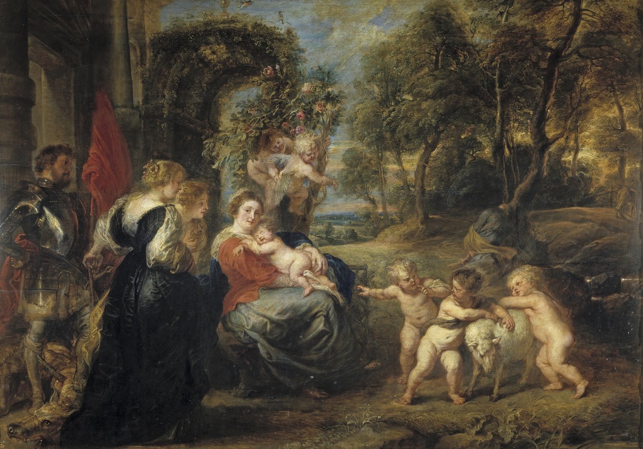 Hvil på flukten til Egypt, med hellige, ca. 1635 av Peter Paul Rubens