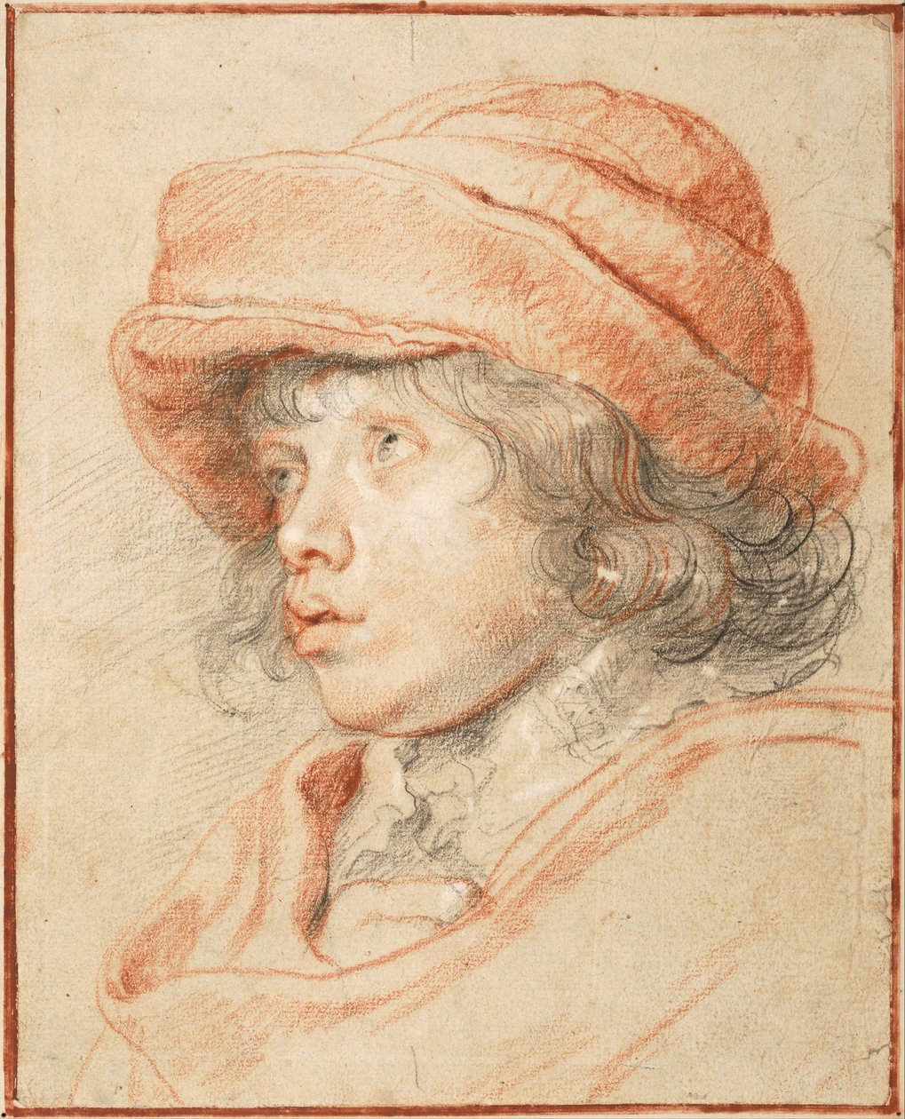 Rubenss sønn Nicolaas med rød filthette, 1625-1627 av Peter Paul Rubens