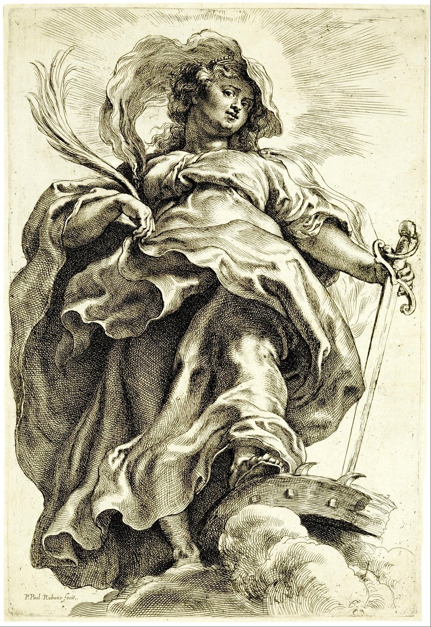 Den hellige Katarina av Alexandria i skyene av Peter Paul Rubens