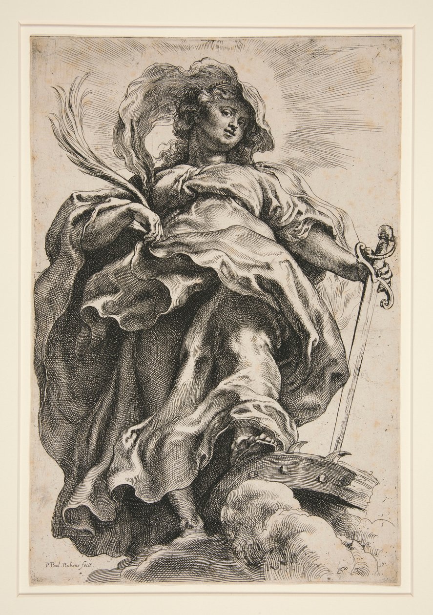 Saint Catherine i skyene av Peter Paul Rubens
