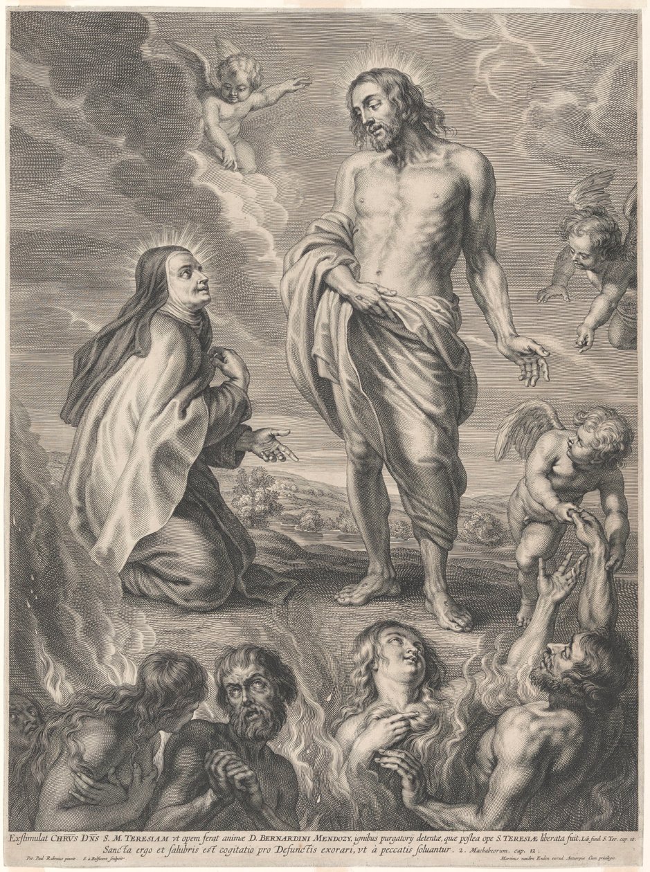 Den hellige Teresa av Ávila knelende foran Kristus, i forbønn for sjelene i skjærsilden av Peter Paul Rubens
